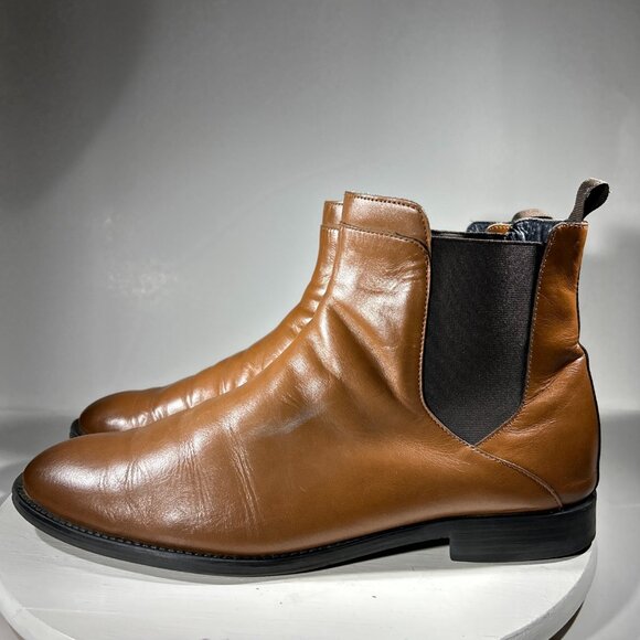 Arturo Calle Mens Size 10 Leather Dress Ankle Chelsea Boots Brown Shoes Slip On - Picture 1 of 12